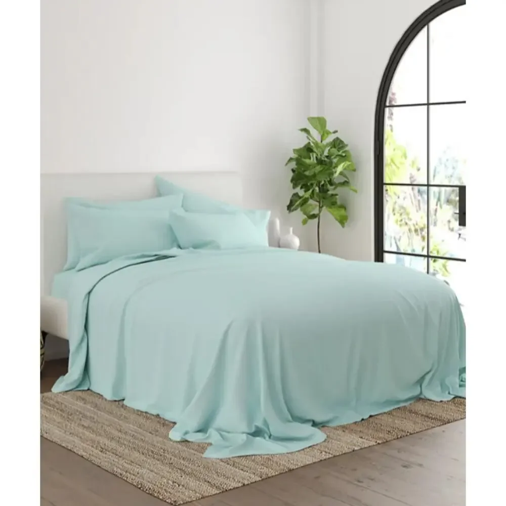 ienjoy Home Solids in Style 6-Pc. Sheet Set, Queen Color:Aqua